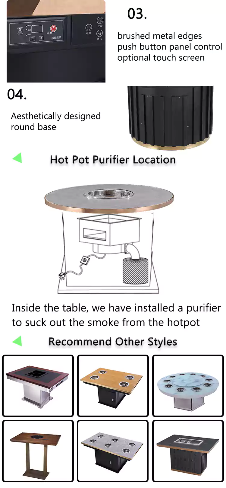 wholesale built in hot pot table for restaurant