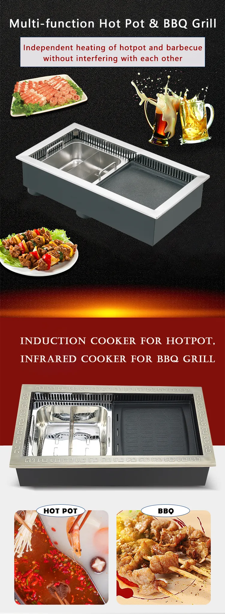 supply sale commercial barbecue hot pot grill for table