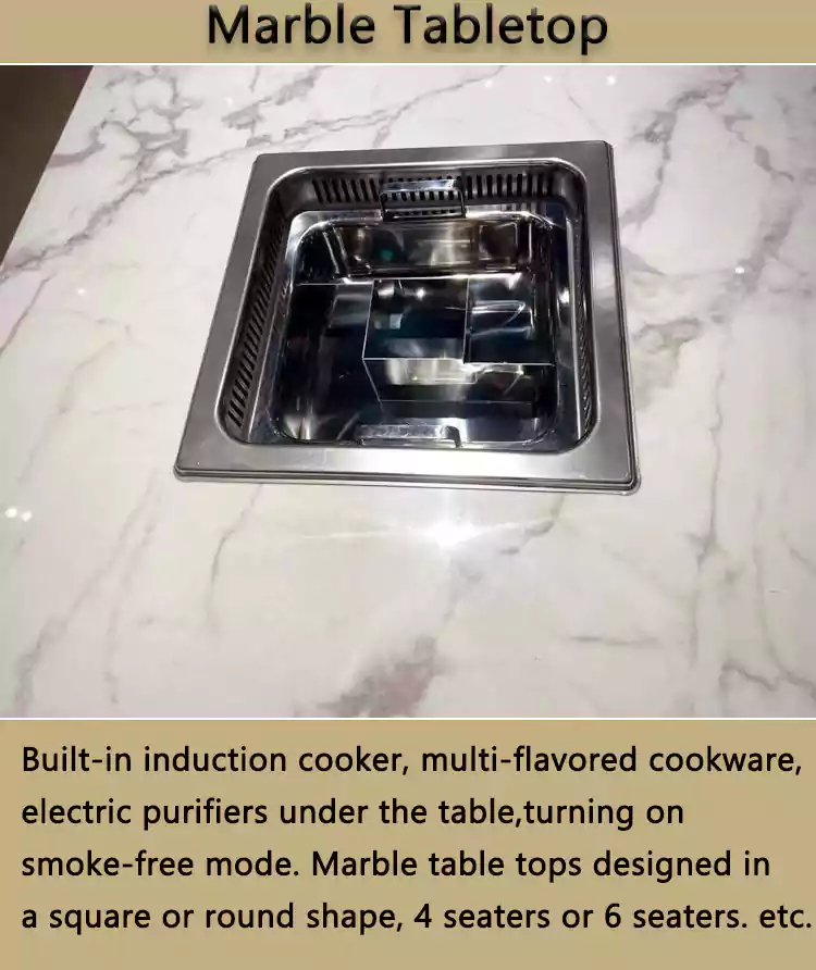 electric built in square hot pot table for restaurant