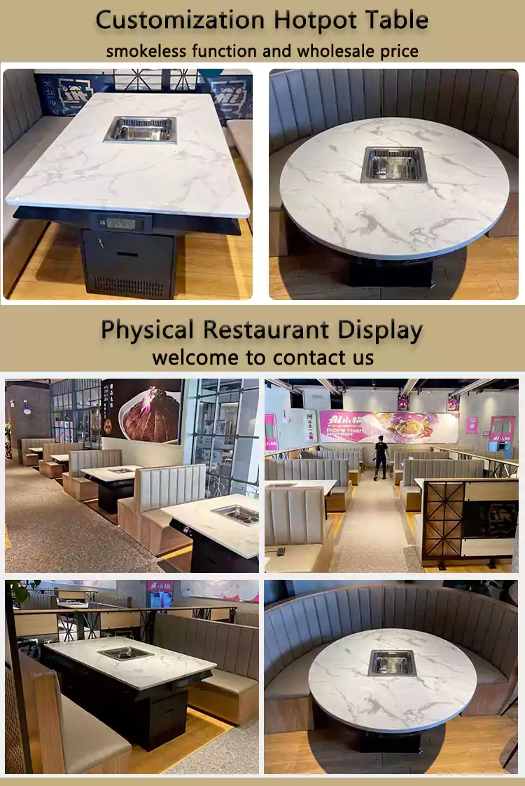 marble electric built in square hot pot table for restaurant