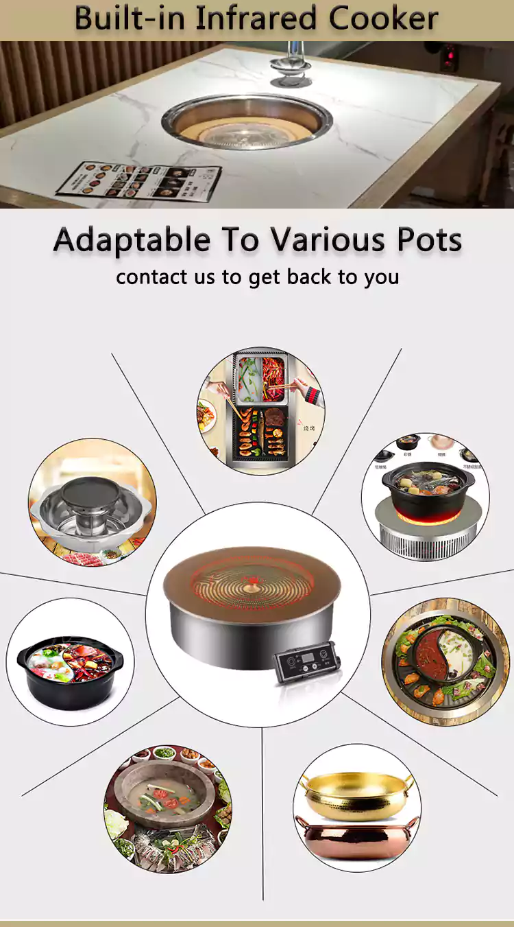 built in electric infrared cooker hot pot table for restaurant