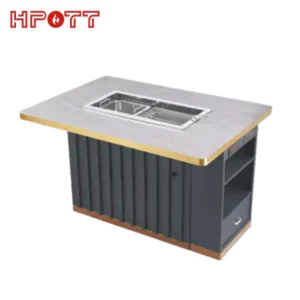 Hot pot and bbq grill table with carrier