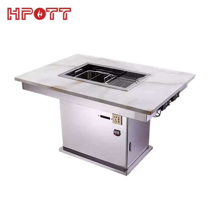 Hot Pot Built in Induction Cooker Table Bbq Grill Table – HPOTT