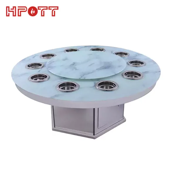 Marble round hot pot table