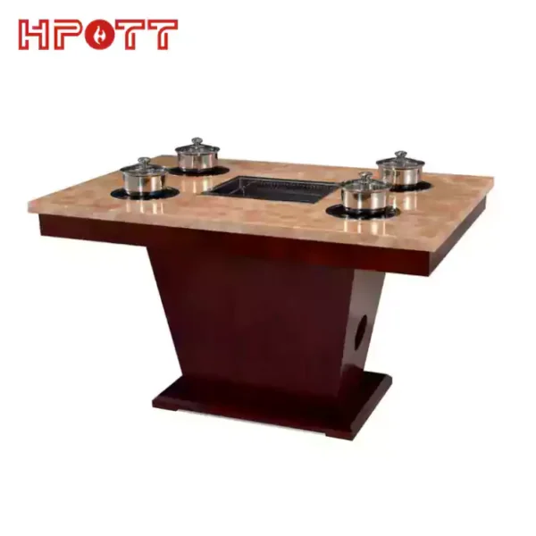 built in hot pot induction cooker table with bbq grill