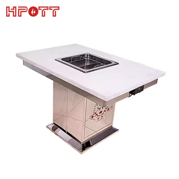 White marble table top hot pot table