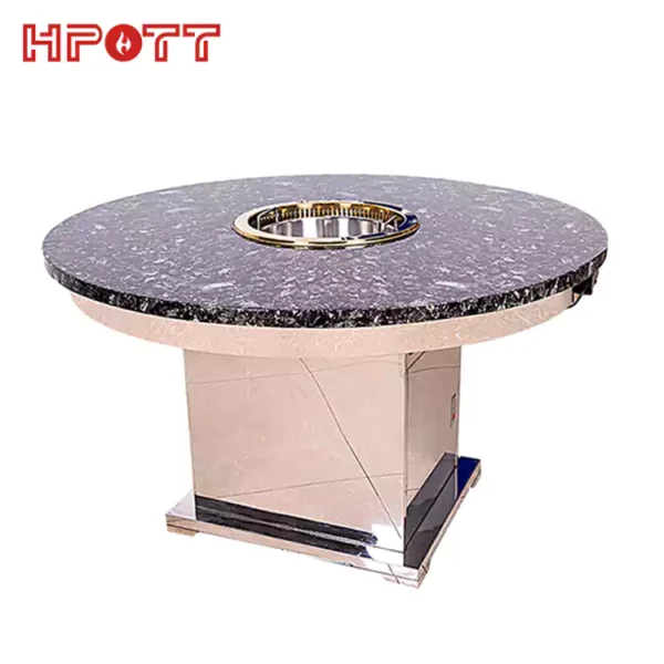 Large round marble tabletop hot pot table