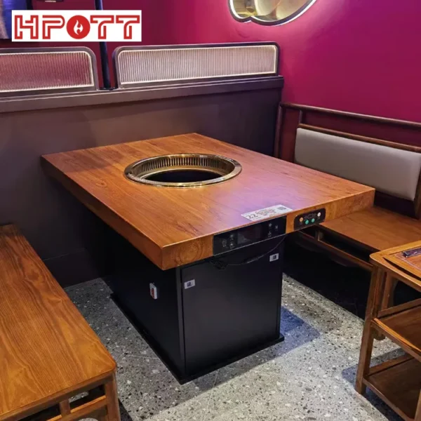 supplier customization smokeless restaurant solid wood hot pot table