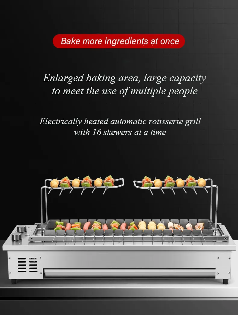 Barbecue rotatif automatique pour restaurant commercial, barbecue rotatif à 360 degrés en acier inoxydable