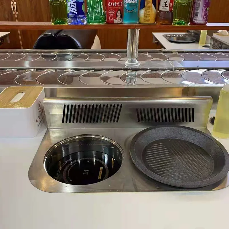 restaurant smokeless auto thermostat electric grill with hot pot
